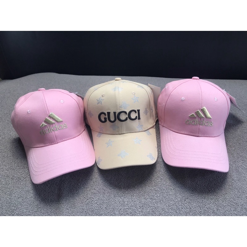 preloved TOPI ADIDAS GUCCI CEWEK PINK BAGUS