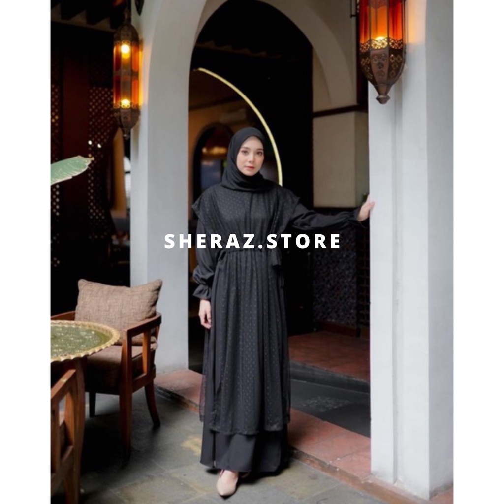 Gamis Set Hitam Terbaru Jumbo Ld 120 130 140 VIOLITA BLACK S M L XL XXL 3XL 5L Gamis Kondangan Wanita Kekinian