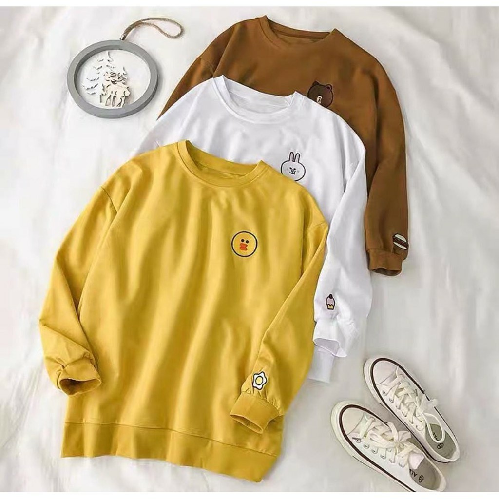 LINE ICON CREWNECK SWEATER WANITA - ATASAN KEKINIAN TERLARIS