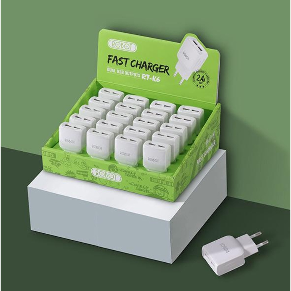 Batok Charger Robot 2,4A RT-K6 - RT-K8 Plus Dual Port USB