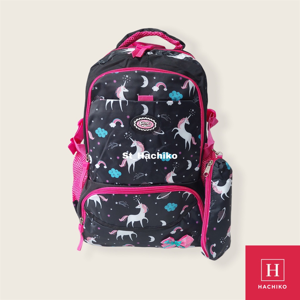 (HABIS) [TERMURAH] Tas Ransel Sekolah Silver Girl Backpack Remaja Cewe / Wanita  Motif Unicorn Alto 