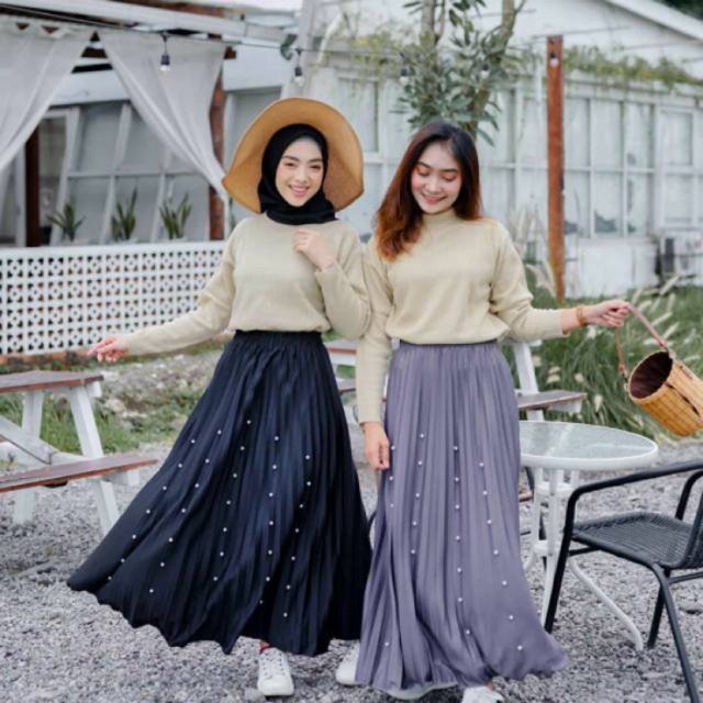 Rok Plisket / Rok Plisket Premium / Prisket Flare Skirt / Maxi Skirt 356