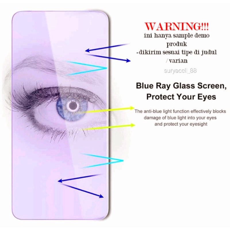 Tempered Glass Blue Light 10D Infinix Note 7 / Note 7 lite / Note 8 / Note 11 / Smart 3+ / Smart 4 / Smart 4C / Smart 5 / Smart 6 / Smart HD 2021 / S4 / S5 / S5 lite / S5 pro  Tempered Glass Full Layar/Anti Radiasi