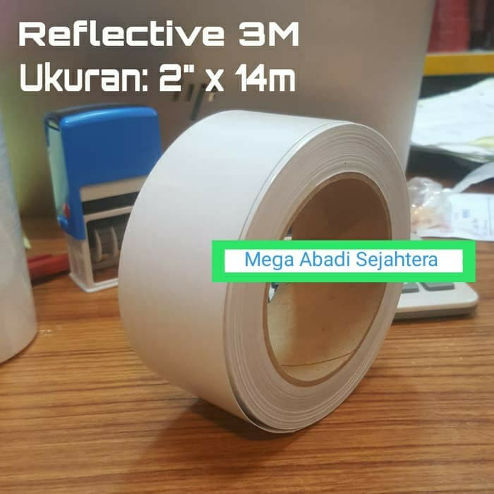 Stiker Reflective 3M 680 Putih Ukuran 2" x 14M Lakban Nyalah Stiker 3M