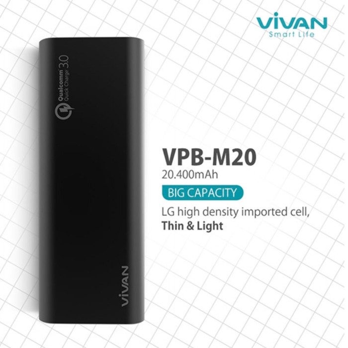 MF. AA023    ViVAN 20400mAh Powerbank Quick Charge 3 0 VPB M20   fm100 Diskon