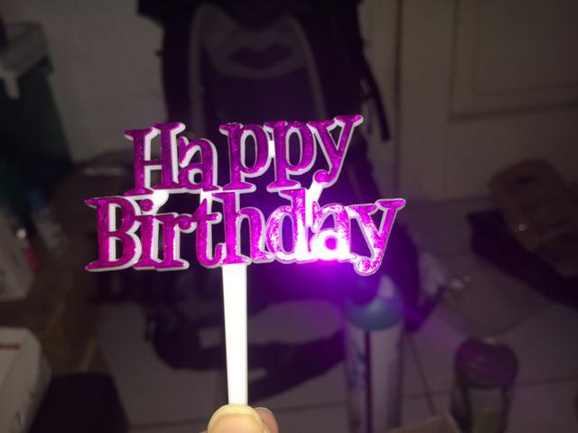Ti-0013 Cake Topper Hiasan Kue Tulisan Happy Birthday Hbd Ungu