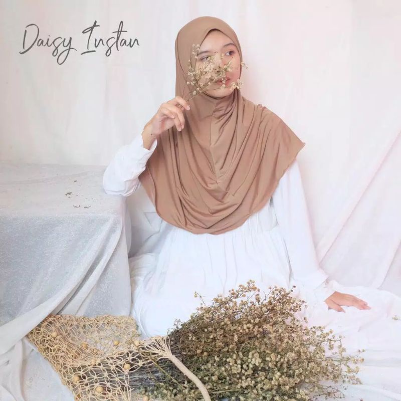 Bergo Khimar Daisy Instan Jilbab Malay Jersey Premium