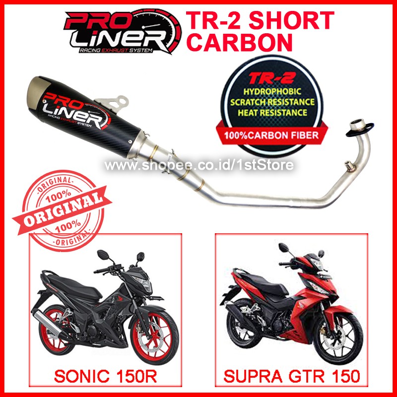 Original Proliner TR 2 Carbon Short Sonic 150R Supra GTR 150 R Knalpot Racing Pro Liner TR2 Ori PnP