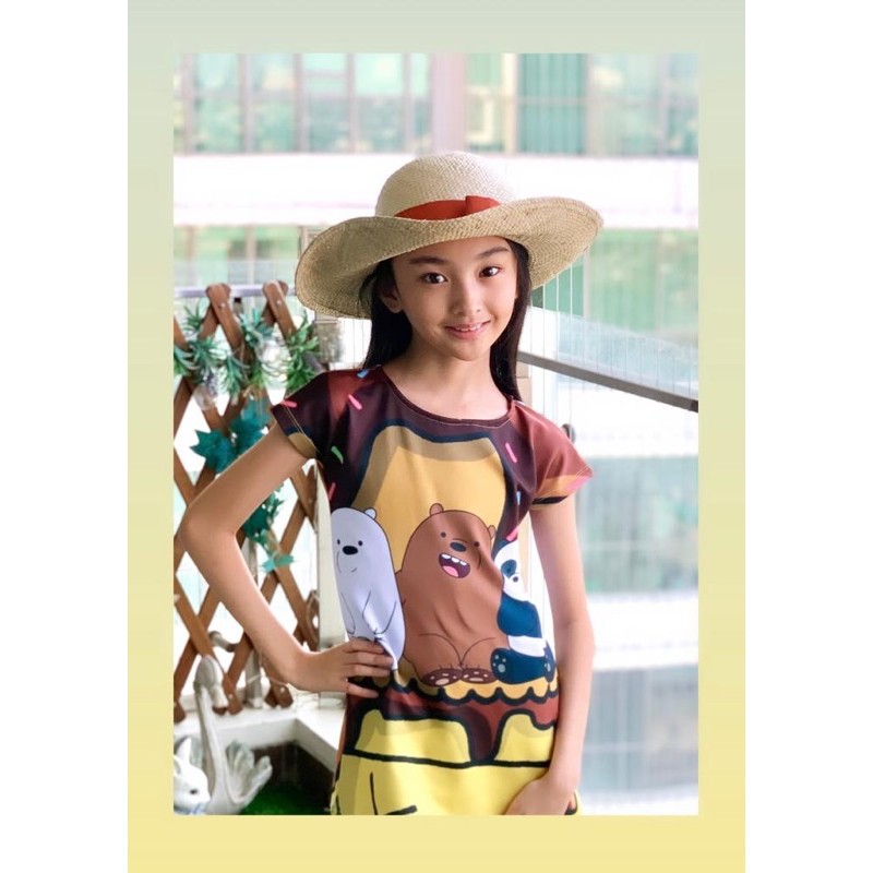 DAILYDRESS SCUBA PRINTING KARAKTER BEARS,HOMEDRESS,BAJU ANAK CEWEK,BAJU ANAK LUCU