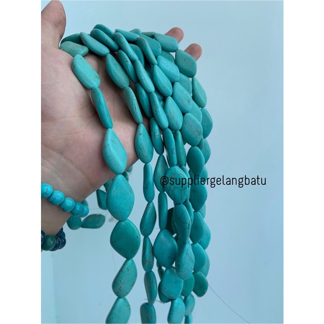 bongkah rough Batu PIRUS BIRU WAJIK 20mm serat bandul gelang kalung