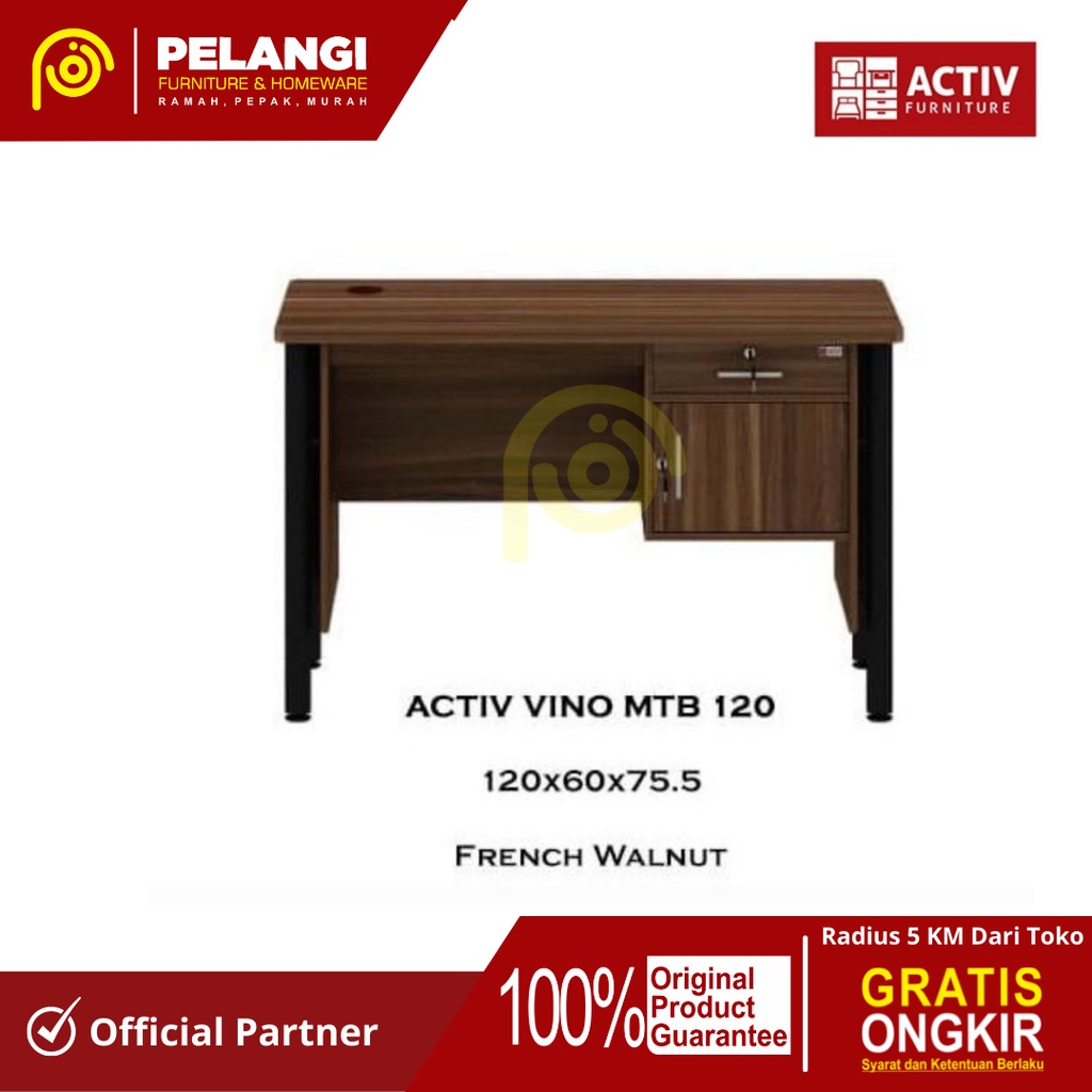 Meja Kantor Activ Vino MTB 120 | Meja Kerja | Meja Tulis | Meja Belajar | Meja Kantor Minimalis