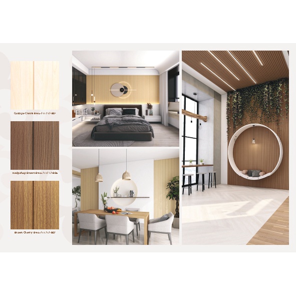 Wall Panel BALIAN - B02 BROWN CHERRY Double Bar / Dinding Kayu