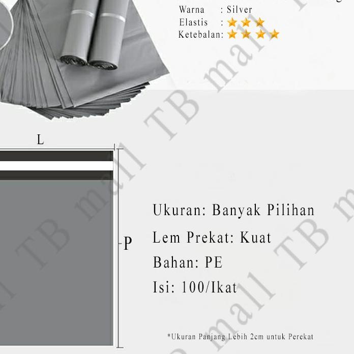 

➯ Plastik Packing Polymailer LDPE Online Shop 30X40CM Silver Glossy Isi 100Pcs Lem Perekat Tebal ✦