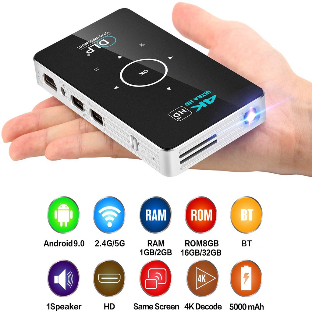 Mini projector C6 DLP Projector / Proyektor Mini Smart Android 9 S905X 4CORE