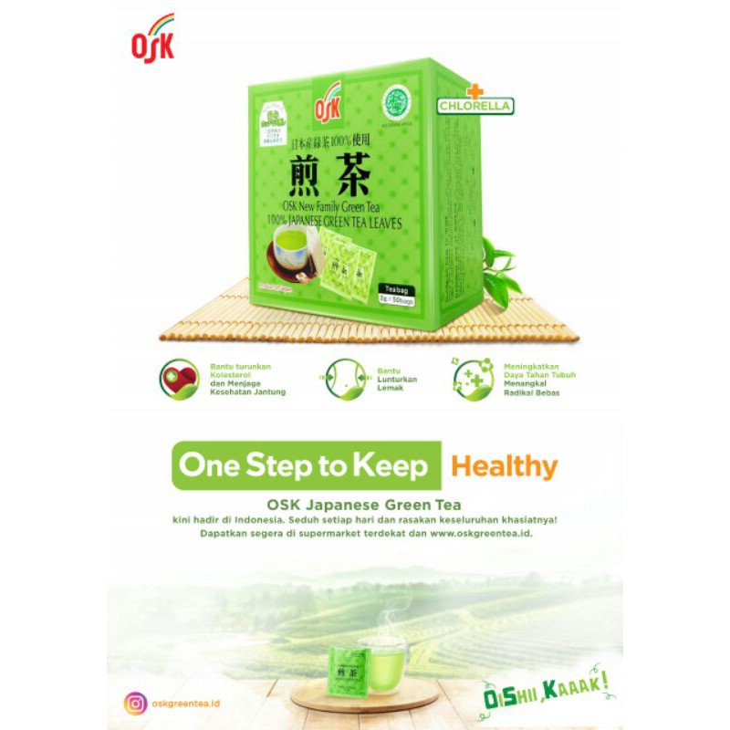 OSK Teh Hijau Jepang Green Tea Sachet 50 Pcs Halal │ Greentea Import Jepang