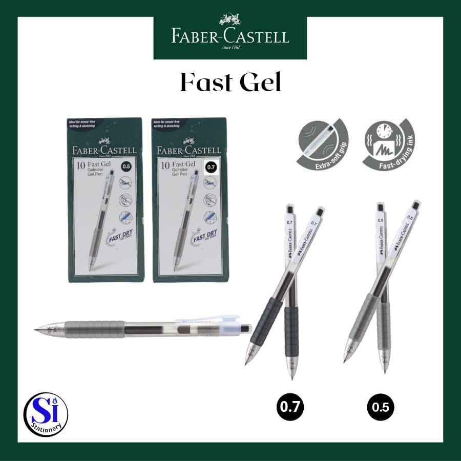 

Pulpen Faber Castell Fast Gel 0.5mm , 0.7mm Black & Blue ink