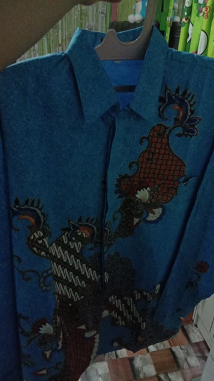Baju Batik Pria Sutra Prada M L Xl  Atasan Kemeja Batik Lengan Panjang Original