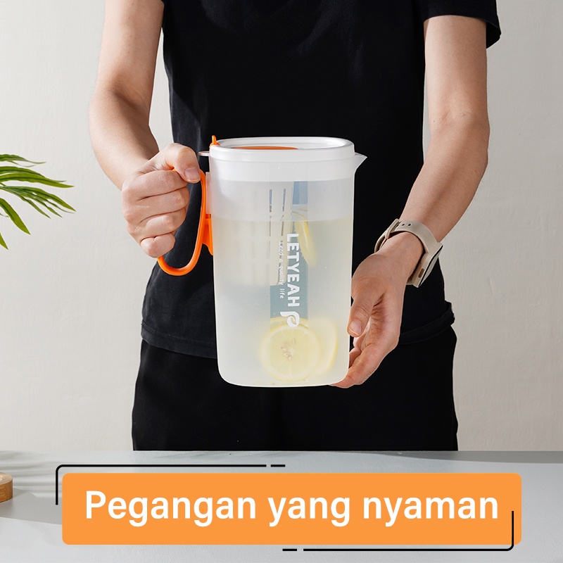 Letyeah &amp; Kaizenliving Teko Air Jus Set Plastik Tahan Dingin dan Panas/ Water Jug 2 liter Free Cangkir/Ketel Air Minum BFA Free/ Pitcher