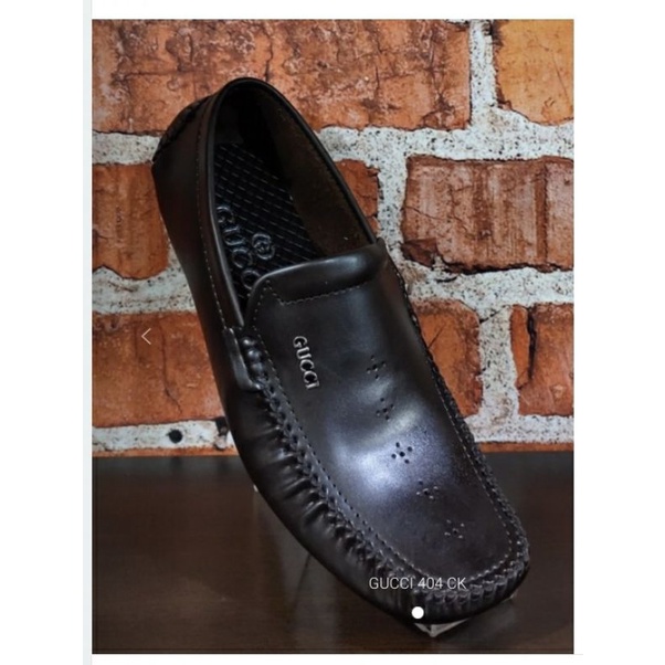 sepatu pria pansus slip on  bahan kulit casual formal GUCCI