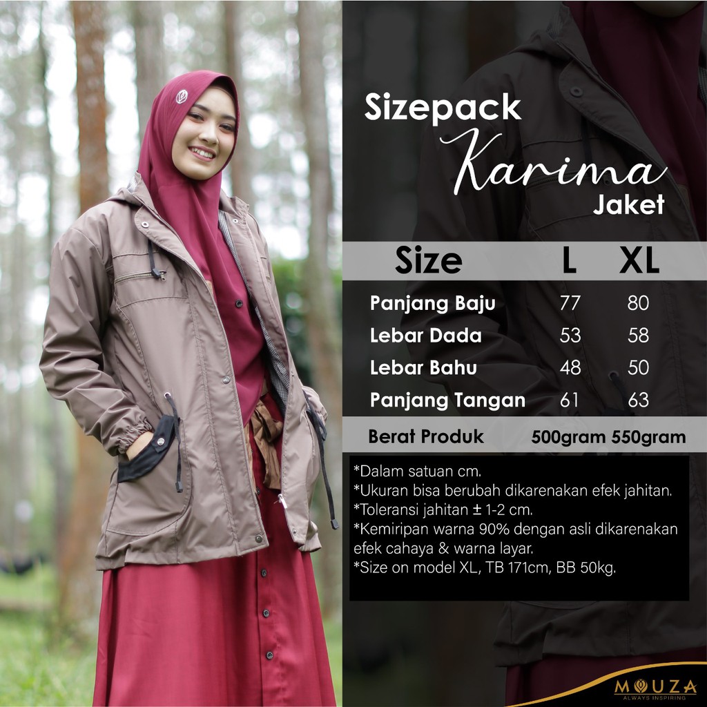 [REY] Jaket Wanita Muslimah Karima Original by Mouza Indonesia / Jaket Panjang