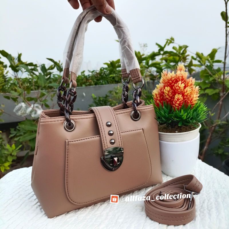 tas slempang wanita 3ruang tali rantai mewah ukuran 20x16cm