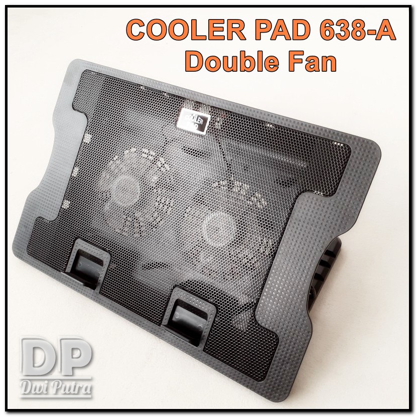 COOLING PAD 638 A USB BLUE LED SILENT DOUBLE FAN ERGOSTAND / COOLER PAD PENDINGIN LAPTOP NOTEBOOK