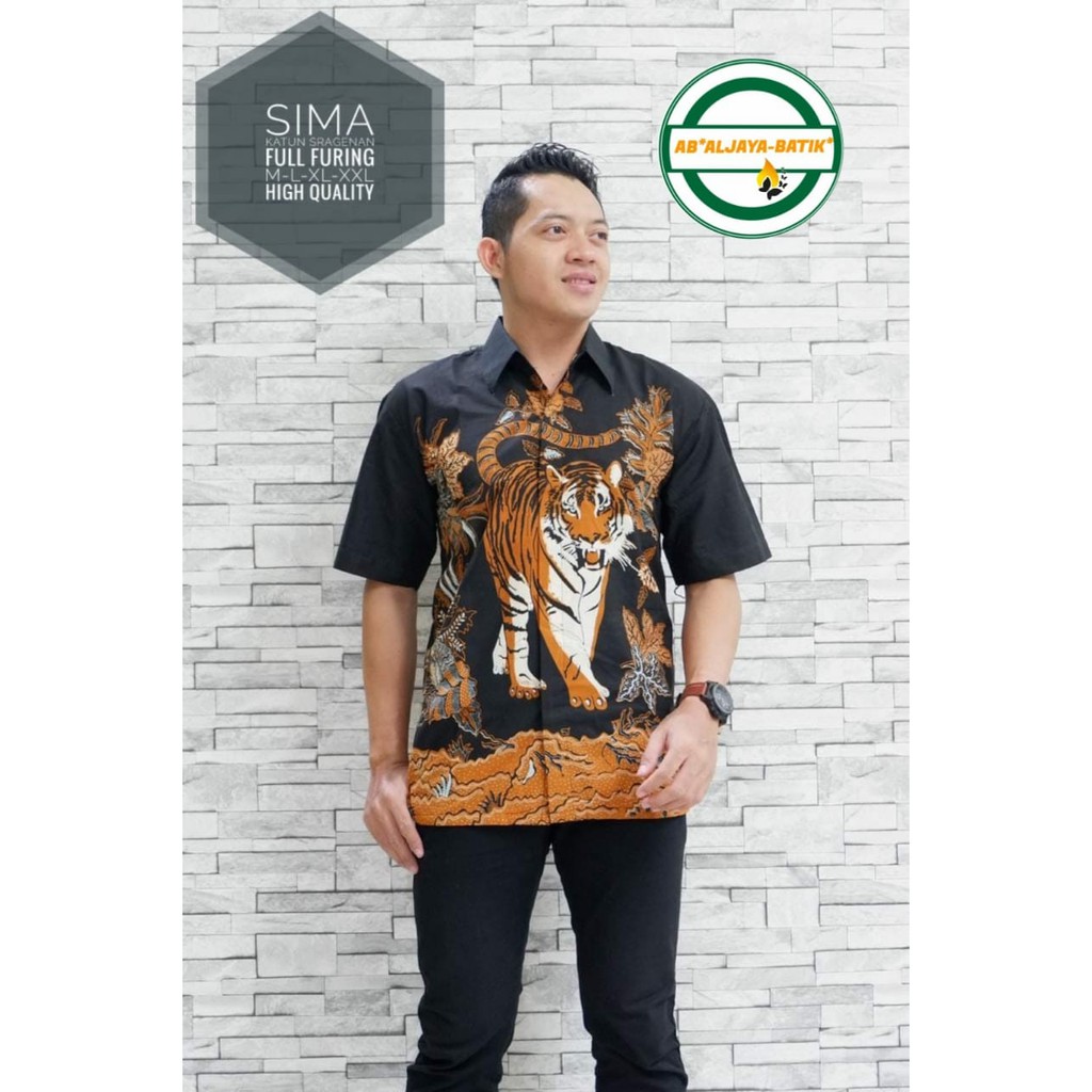 SIMA MACAN Kemeja Batik Pria Lengan Pendek Katun Halus FULL FURING Batik Aljaya