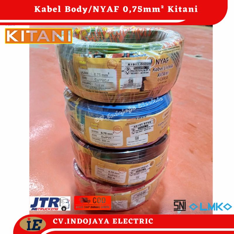 Kabel Nyaf 1x0,75 merek Kitani/Kabel Body Panjang 100 meter