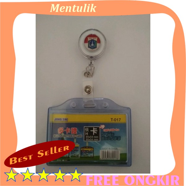 

Name Tag Id Card karet Tempat Wadah Kartu Karet 2 sisi bening transparan Lanscape 9cm x 7cm plus