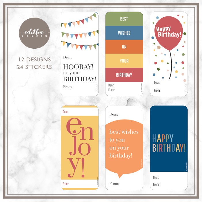 

Birthday Gift Tag Label Sticker | Stiker Ucapan Kado Ulang Tahun Set 1