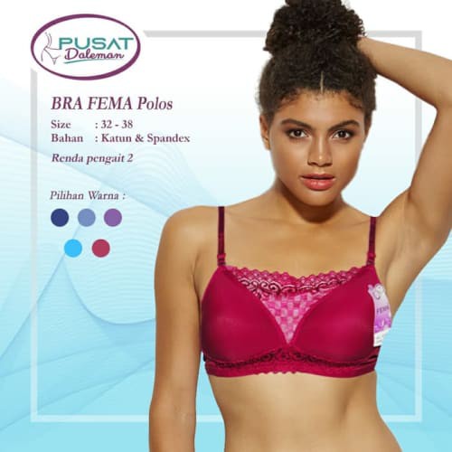 Sale GROSIR ISI 6 BH BRA FEMA Polos Renda Pengait 2 Berkualitas