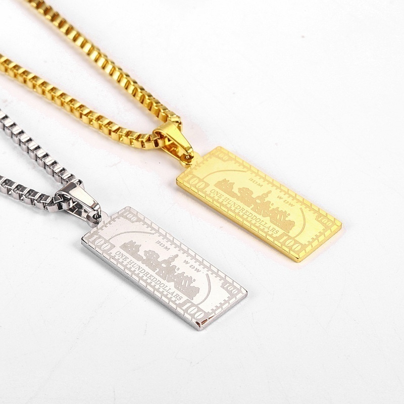 Hip Hop Street Golden Chain Pria Uang 1 Juta Dolar Kalung Liontin Uang Kertas Sejuta Dolar