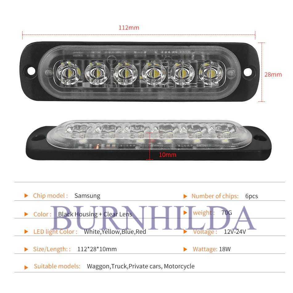 Lampu LED Lampu Peringatan Warning Light 6LED 12-24V accesoris mobil burnhilda