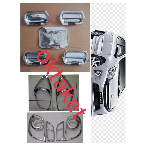 paket lengkap Agya Ayla lama 2013-2016 paket garnish depan belakang outer handle tank cover TRD Sportivo sporty chrome