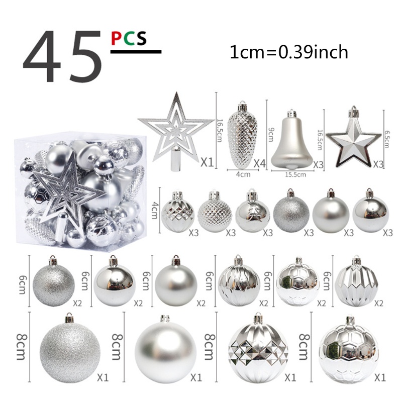 45pcs / Set Ornamen Gantung Bentuk Bintang Untuk Pohon Natal