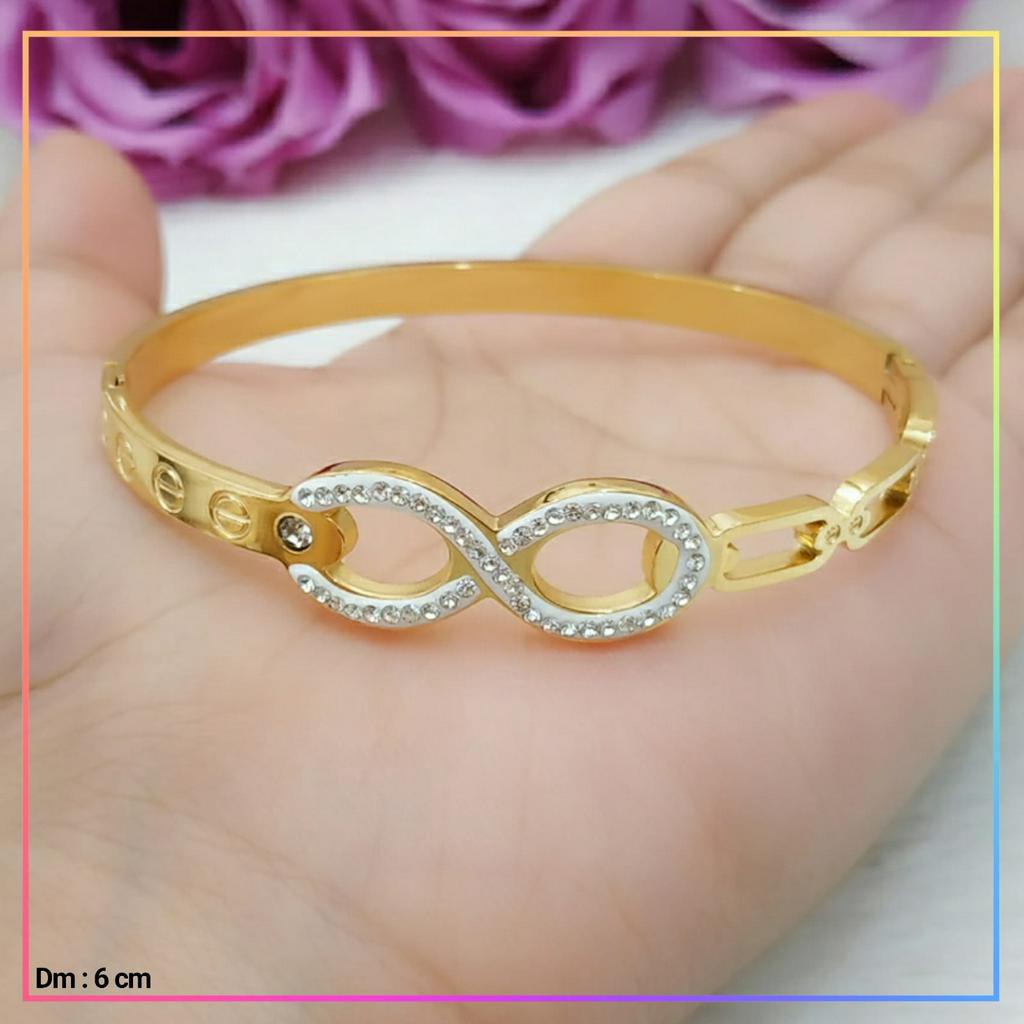 Gelang titanium/stainless steel Gelang Bangkok Infiniti Gold Perhiasan Anti Karat GT 115