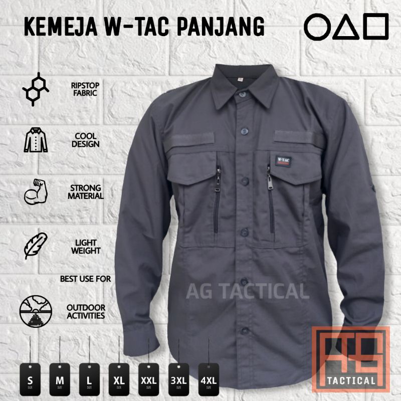 Kemeja W-Tac Lengan Panjang BONUS TOPI VELCRO