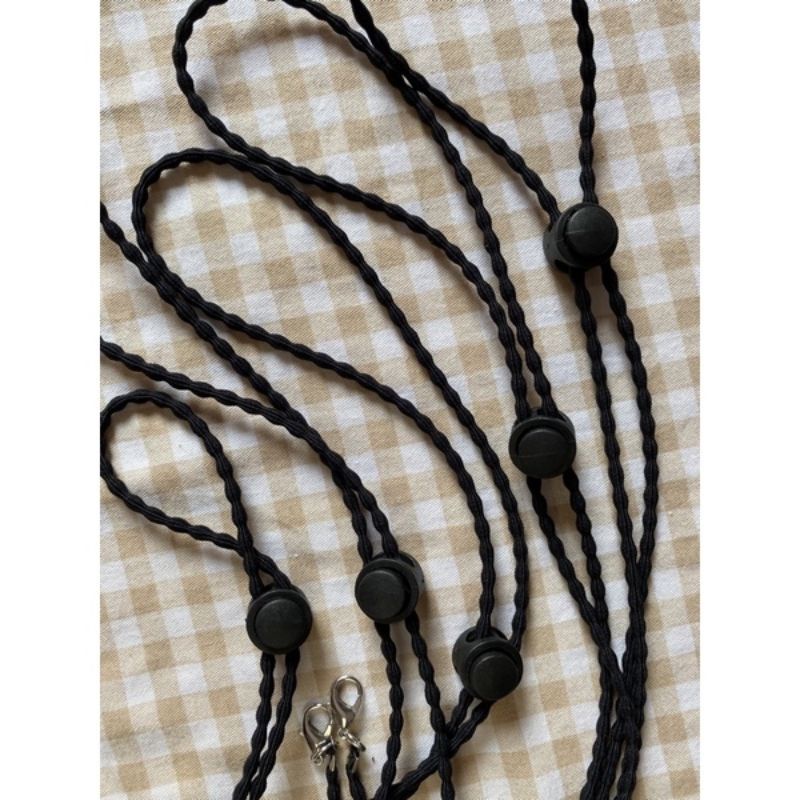 STRAP MASKER TALI BOBA HITAM POLOS PREMIUM
