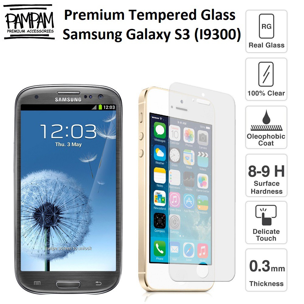 Premium Tempered Glass Samsung Galaxy S3 I9300 9H HP Anti Gores Layar Screen Guard Protector