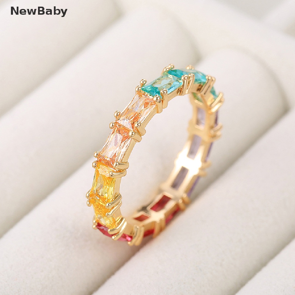 Cincin Wanita Hias Cubic Zircon Warna Warni Untuk Hadiah Anniversary