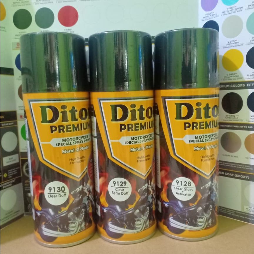 DITON Premium Pilok Pilox Cat Semprot Clear / Pernis / Activator /  Finishing (9128 Clear Glossy / 9130 Clear Doff / 9129 Clear Semi Doff ) 400cc