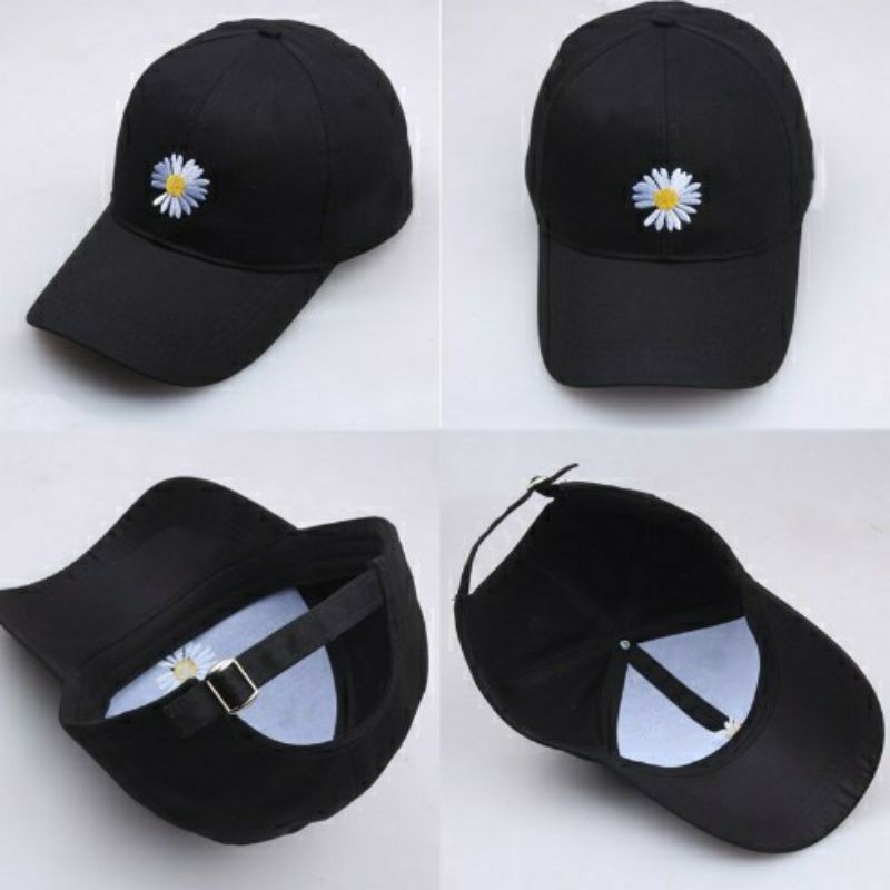 Topi Baseball Motif Bunga Daisy Kecil Gaya Hip Hop Untuk Wanita / Topi