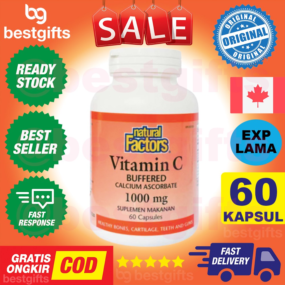 NATURAL FACTORS VITAMIN C BUFFERED 1000 MG 60 KAPSUL ANTIOKSIDAN DAYA TAHAN TUBUH BUY 1 GET 1 FREE