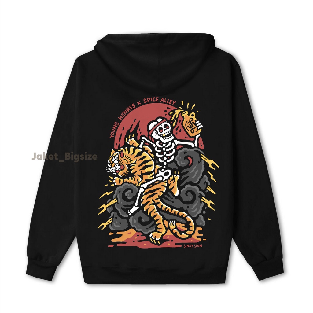 Hodie Hudi Jaket Zipper Hoodie tengkorak macan jumbo bigsize pria wanita ukuran m l xl xxl xxxl xxxxl xxxxxl