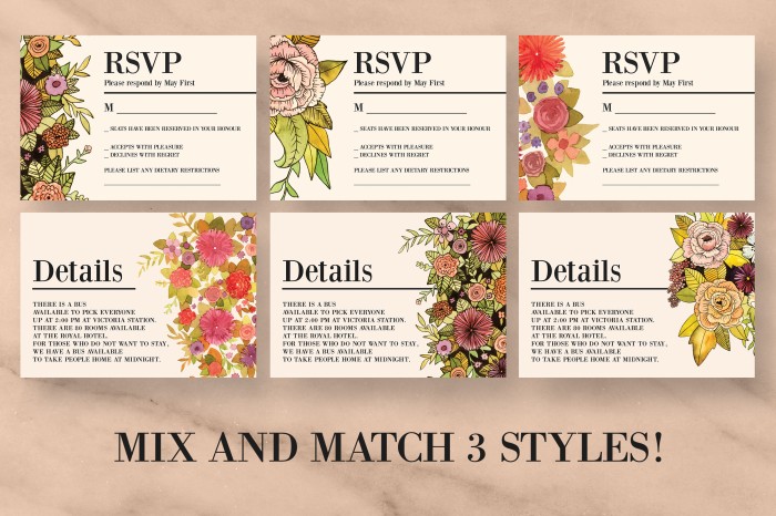 Vintage Floral Wedding Invitation Bundle - Photoshop
