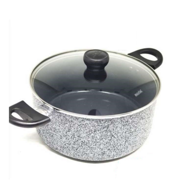 Maxim Neostone Marble Ceramic Dutch Oven 24 Cm + Tutup Kaca