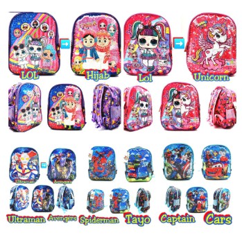 BAJ Tas Ransel Sequin USAP KEKINIAN TK LOL Frozen Hello Kitty Spiderman Tayo Avengers Cars / TA021