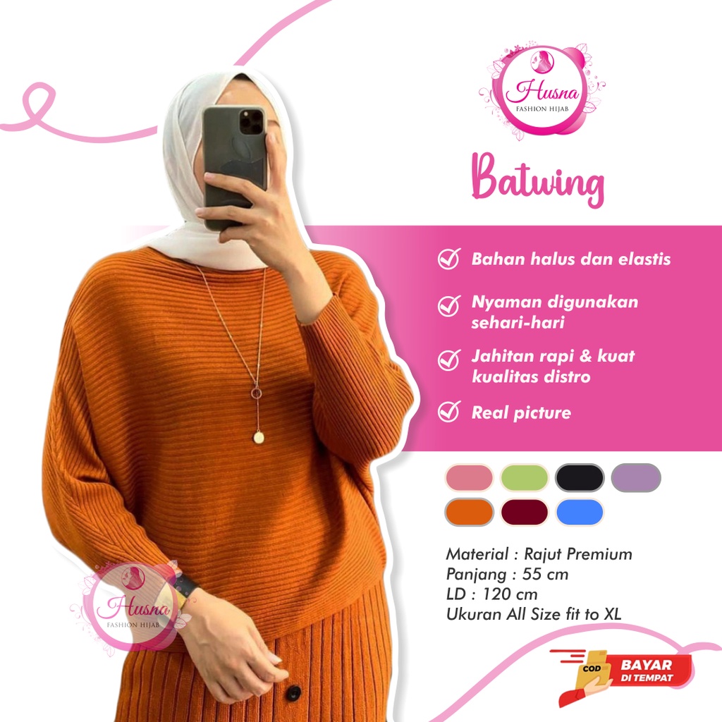 Blouse Bluse Atasan Wanita Korean Style Jumbo Terbaru Lengan Panjang  Jumbo Kekinian Batwing Premium