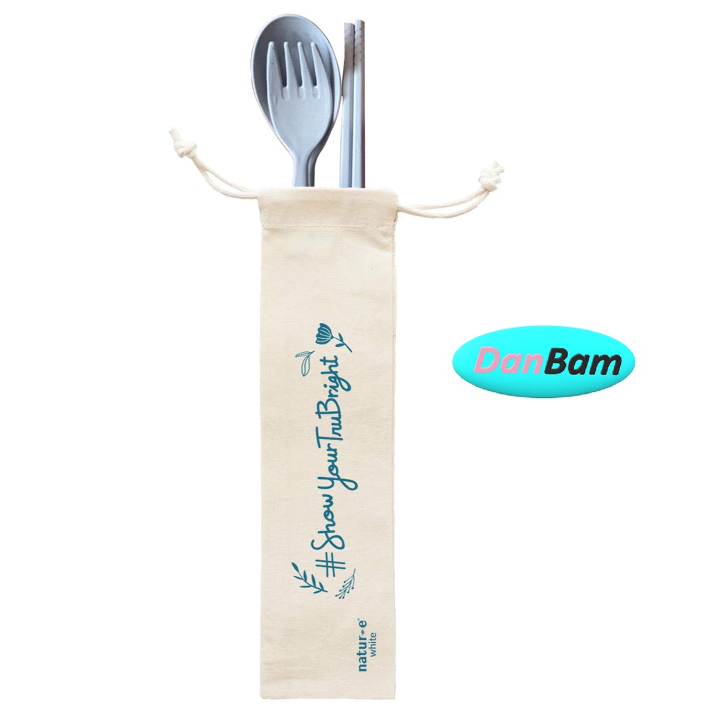 Cutlery Set Peralatan Makan Sendok Garpu Sumpit dengan Bahan Wheat Straw