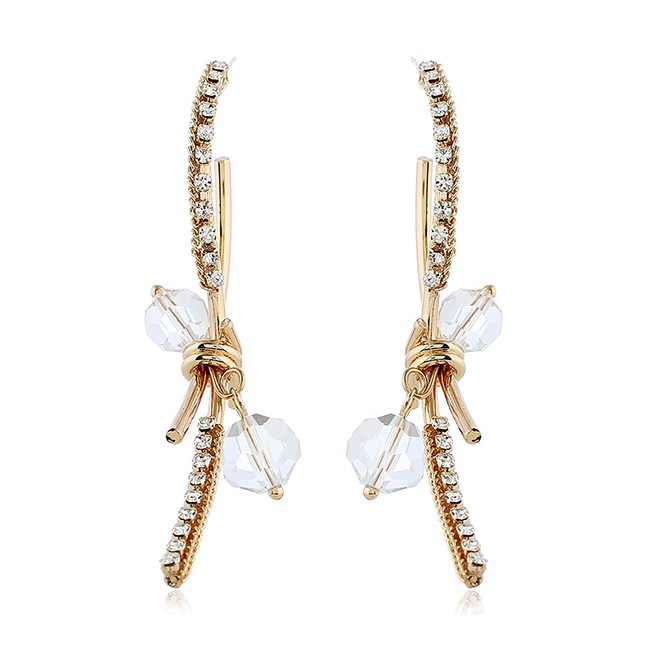 LRC Anting Tusuk Fashion Gold Diamond Stud Earrings F49293